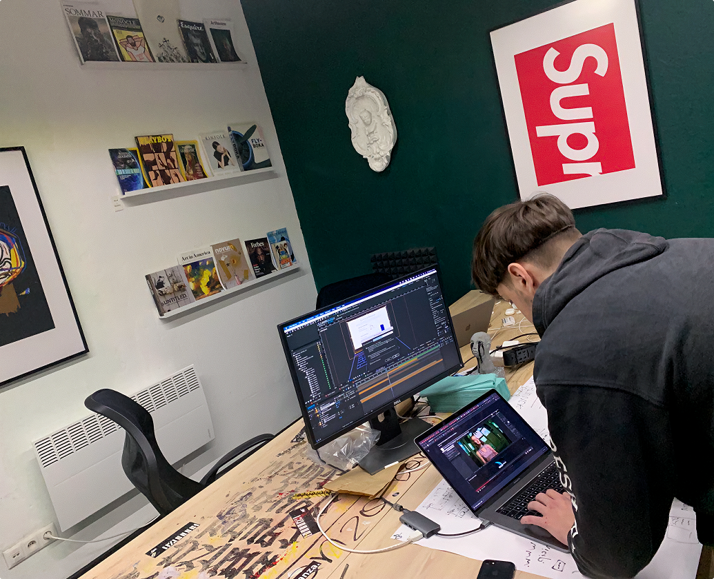 A guy working in video motion application