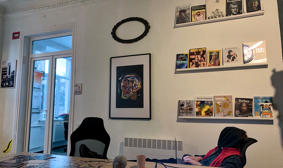 A guy resting on his workplace